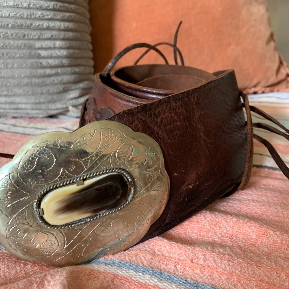 Vintage leather belt with details